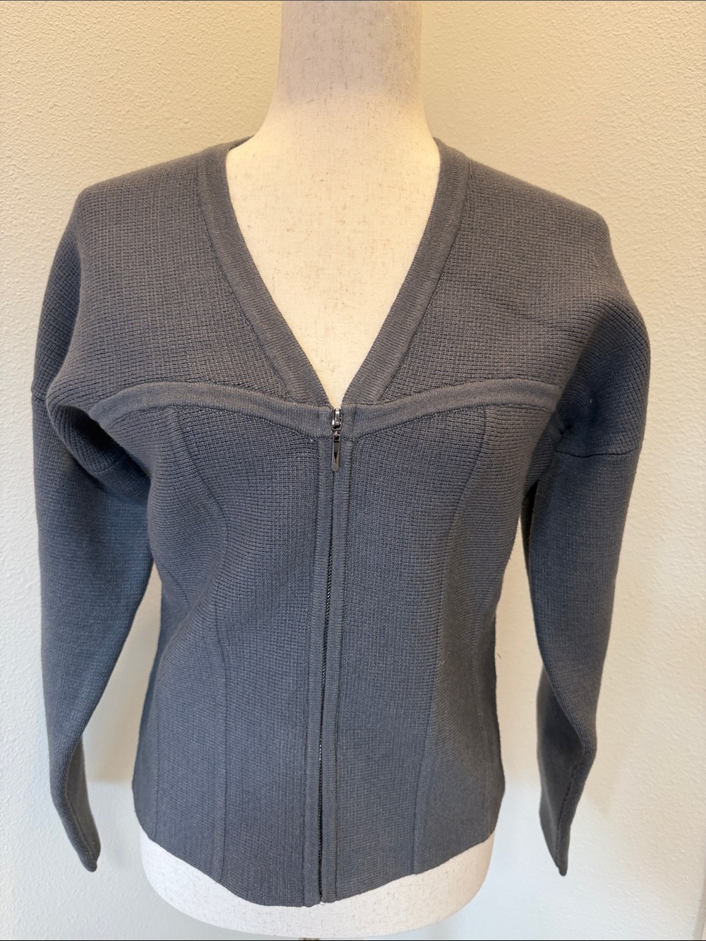 WHBM Women’s Zip-Front Gray Sweater Jacket